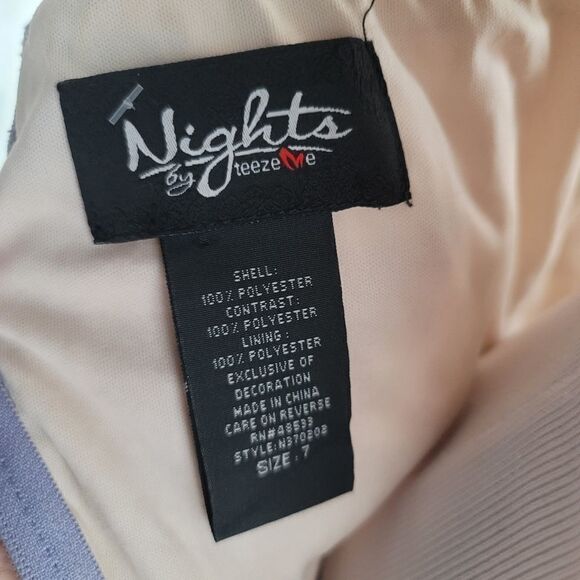 Night by Teeze Me Purple Tulle and Cream Sequin Formal Dress - Picture 5 of 9